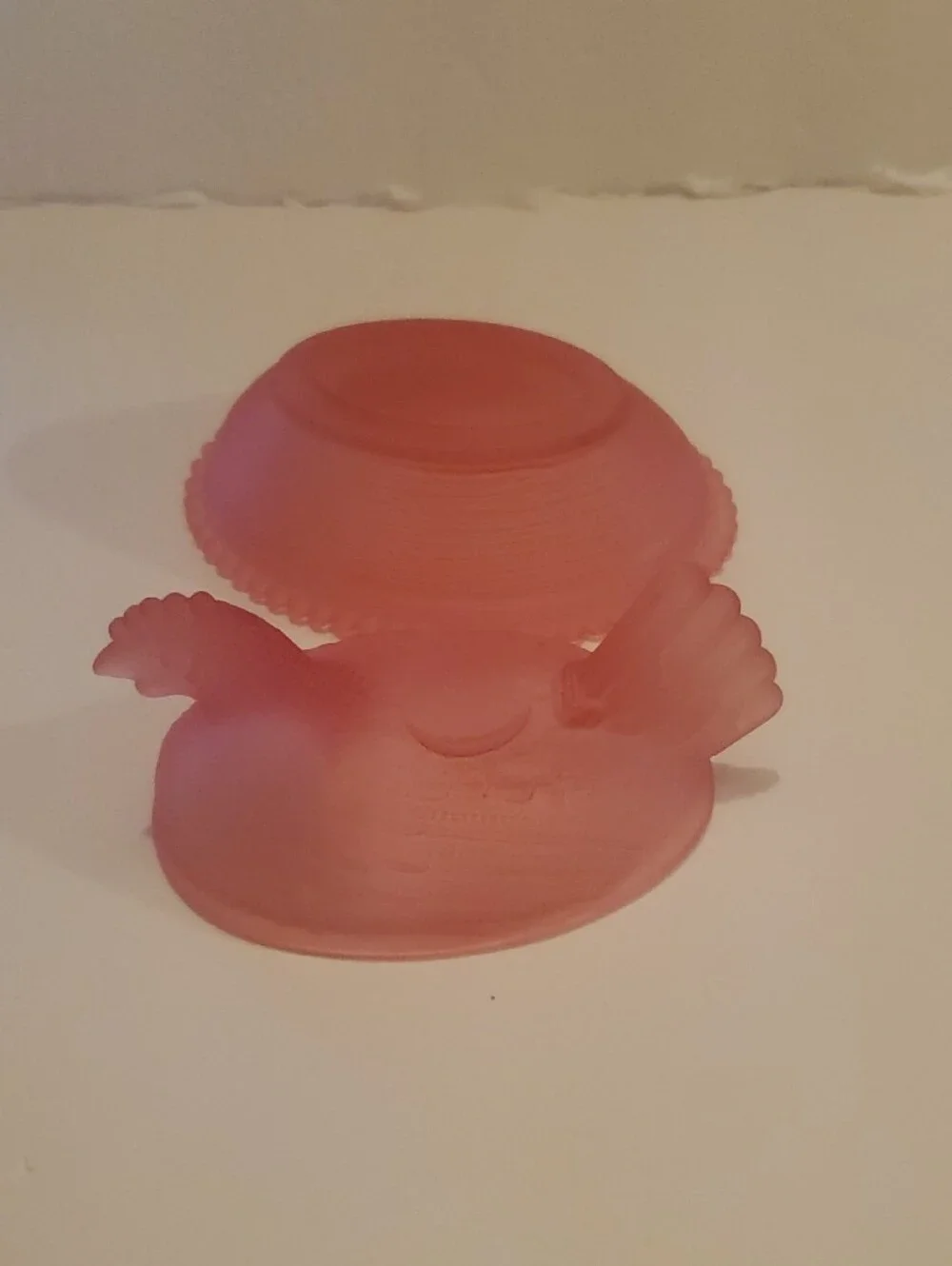 Pink Glass Hen on Nest Dish